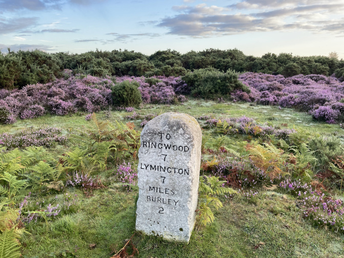 Mile marker on the old Lymington Ridgeway, near Burley